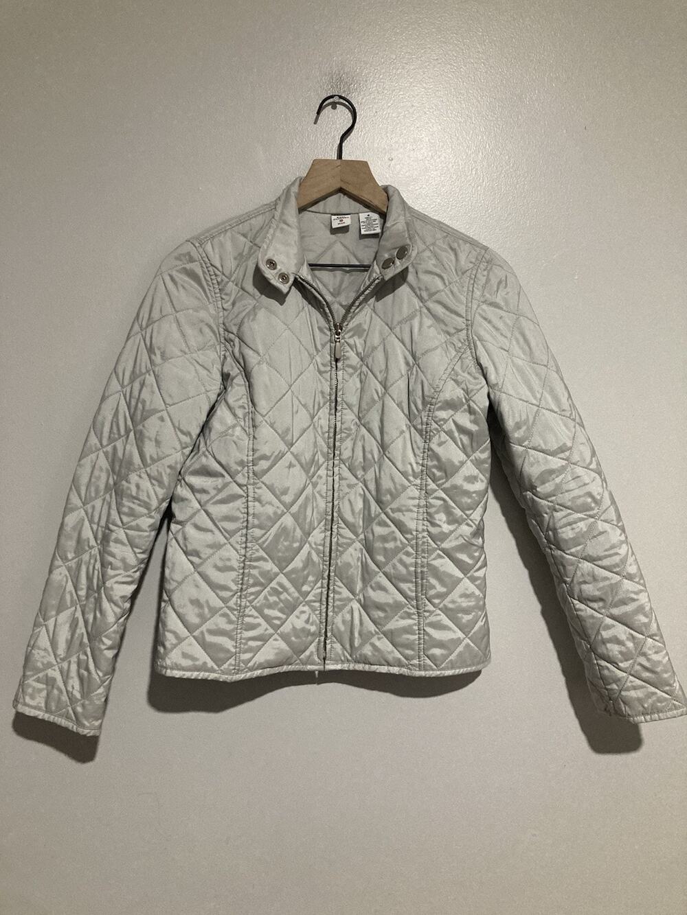 Saks Fifth Ave Gray Quilted Jacket Size 4 Box Quilt Full Zipper Close Pockets